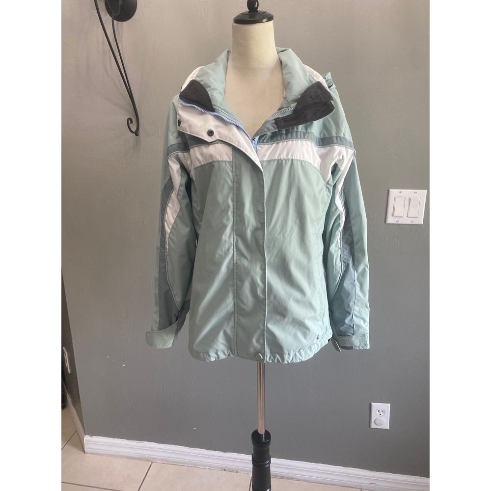 Columbia Vertex Core Interchange Jacket Womens Medium Sage Green White Hooded